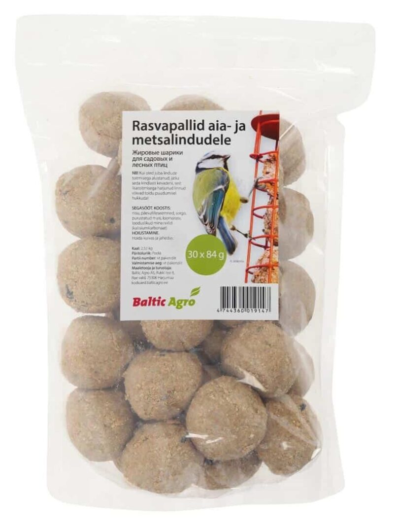 Rasvapallid aia- ja metsalindudele 30x84g (võrguta)