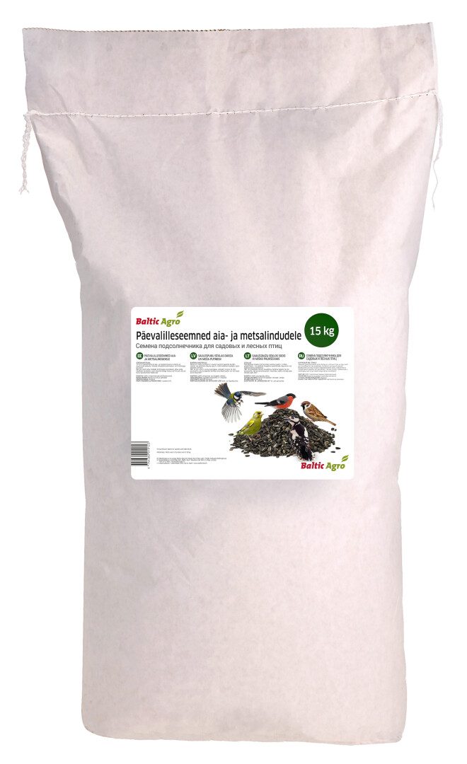 Raidallinen auringonkukansiemenet puutarhan ja metsän linnuille 15 kg