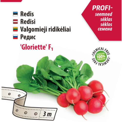 Radish 'Gloriette F1' on seed tape