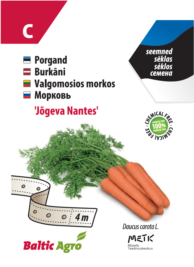 Carrot 'Jõgeva Nantes' on seed tape