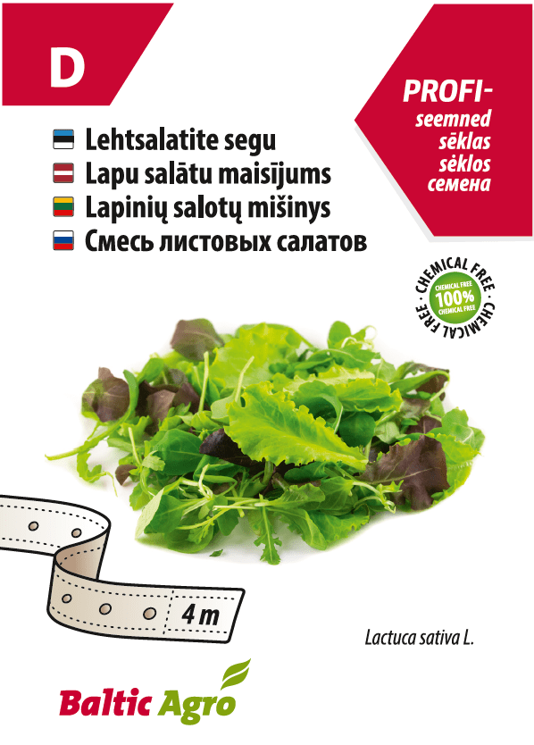 Lehtsalatite segu, keemiavaba, 4 m lint.