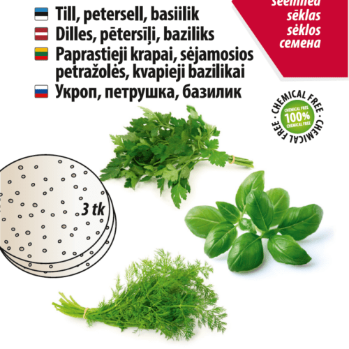 Tillin, persiljan ja basilikan siemenkiekot