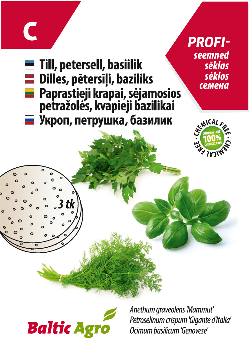 Tillin, persiljan ja basilikan siemenkiekot
